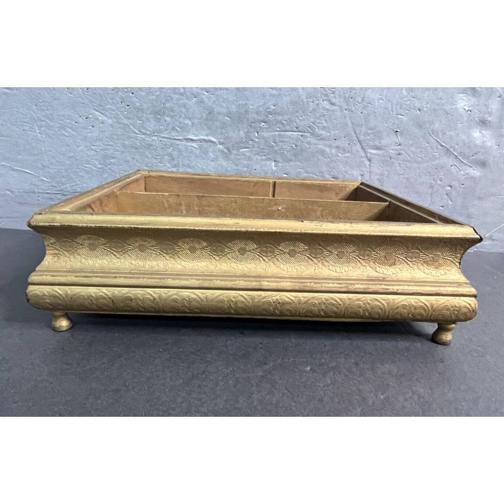 Antique Victorian‎ Parlor Box Glass Vanity Wood Dresser Gold Jewelry Box